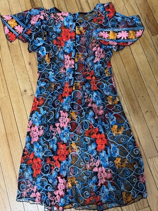 Anthropologie Eva Franco Multicolor Floral Embroidery Dress - Picture 6 of 6